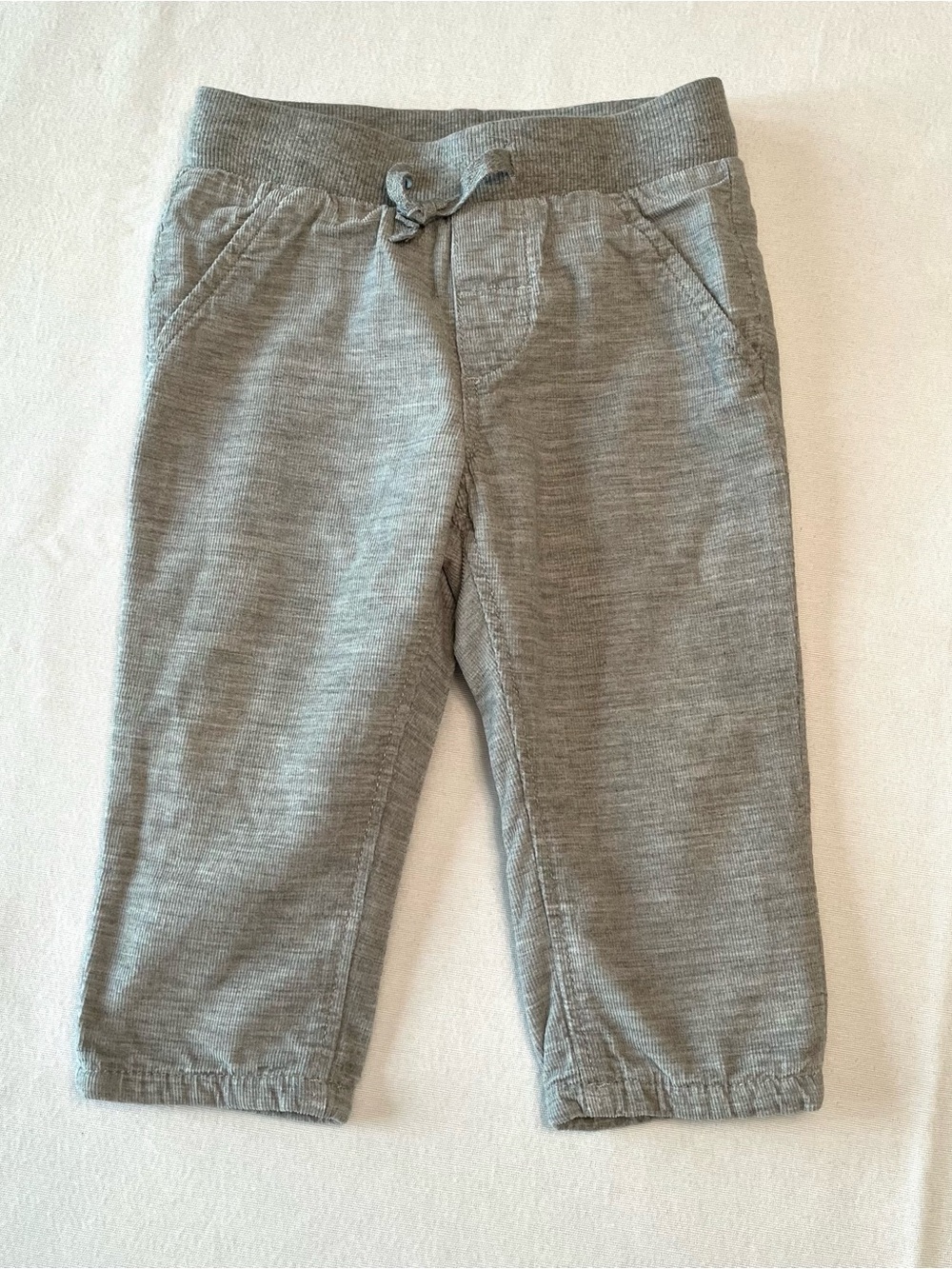 H&M Neutral Gray Corduroy Soft Jersey Lined Pants Pull On Bottoms Baby 9-12M